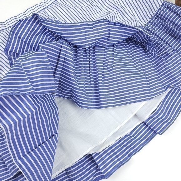 J. Crew Blue White Striped Ruffle Layer Skirt sz 10 - Picture 2 of 7